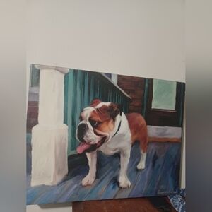 Bulldog Canvas Art Signed